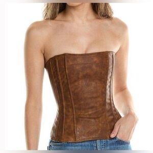 WeWoreWhat Brown Strapless Corset Top